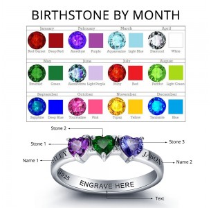 Birthstone Ring, Sterling Silver Personalized Engravable Ring JEWJORI101998